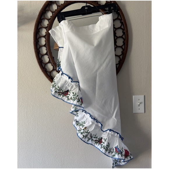 Vtg Jc penny valance curtains bird print set of 2 cottagecore primitive country - Picture 2 of 7